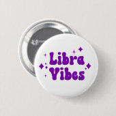 Libra Vibes Zodiac Astrology Paarse Stars Button (Voorkant /achterkant)