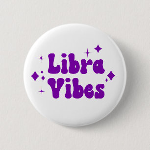Libra Vibes Zodiac Astrology Paarse Stars Button
