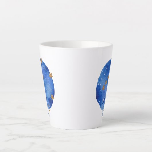 Libra Waterverf Night Sky Constellation Zodiac Latte Mok (Voorkant)