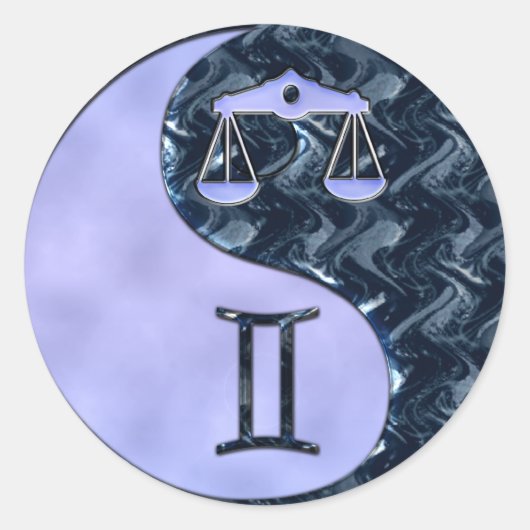 Libra Yin Yang Ronde Sticker (Voorkant)