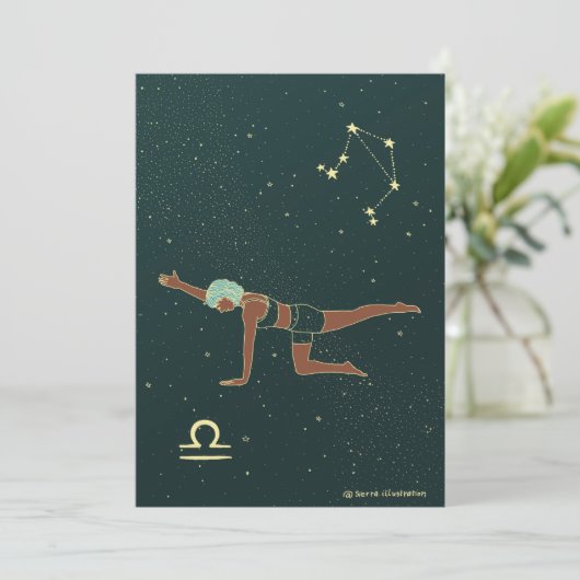 Libra Yoga Meisje Verjaardag Kaart (Staand voorkant)