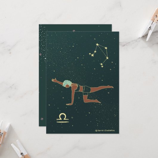 Libra Yoga Meisje Verjaardag Kaart (Voorkant / Achterkant in situ)