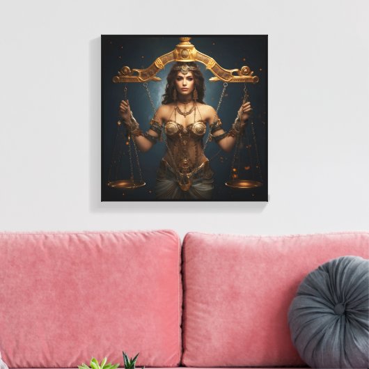 Libra Zodiac Art Canvas – Mechanica Astral (Insitu (Woonkamer))