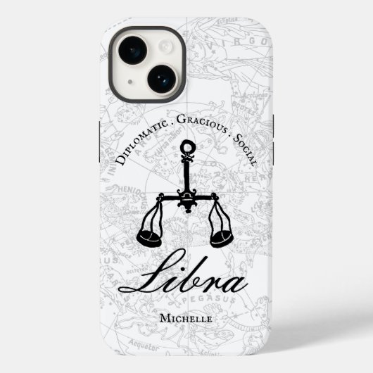 Libra Zodiac Astrology Personality White Custom Case-Mate iPhone Case (Achterkant)