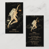 *~* LIBRA Zodiac Astrology Reading Gold Black Visitekaartje (Voorkant / Achterkant)