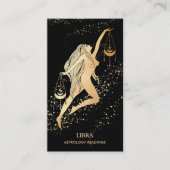 *~* LIBRA Zodiac Astrology Reading Gold Black Visitekaartje (Voorkant)