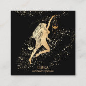 *~* LIBRA Zodiac Astrology Readings Gold & Black Vierkante Visitekaartje (Voorkant)