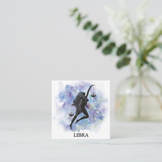 *~* LIBRA Zodiac Astrology Readings Rainbow Cosmic Vierkante Visitekaartje (Staand voorkant)