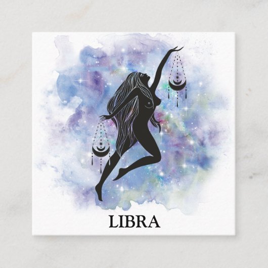 *~* LIBRA Zodiac Astrology Readings Rainbow Cosmic Vierkante Visitekaartje (Voorkant)