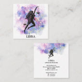 *~* LIBRA Zodiac Astrology Readted Pink Blue Vierkante Visitekaartje (Voorkant / Achterkant)