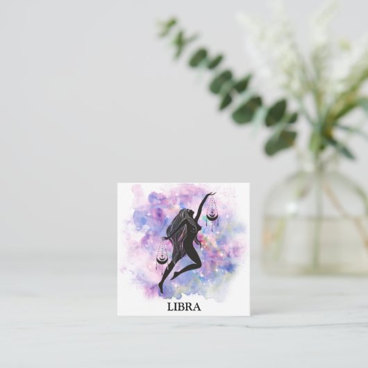 *~* LIBRA Zodiac Astrology Readted Pink Blue Vierkante Visitekaartje (Staand voorkant)