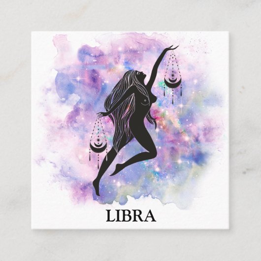 *~* LIBRA Zodiac Astrology Readted Pink Blue Vierkante Visitekaartje (Voorkant)