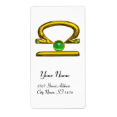 LIBRA ZODIAC BIRTHDAY Green Emerald Gold Etiket (Voorkant)