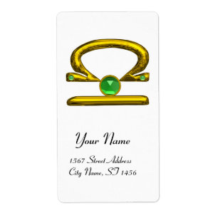 LIBRA ZODIAC BIRTHDAY Green Emerald Gold Etiket