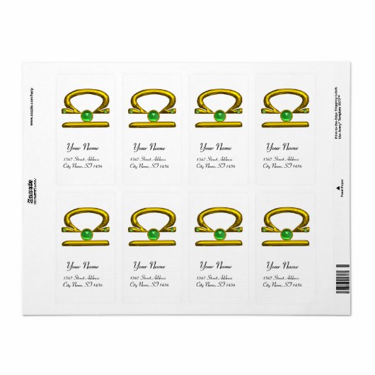 LIBRA ZODIAC BIRTHDAY Green Emerald Gold Etiket (Full Sheet)