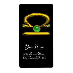 LIBRA ZODIAC BIRTHDAY Green Emerald Gold Etiket