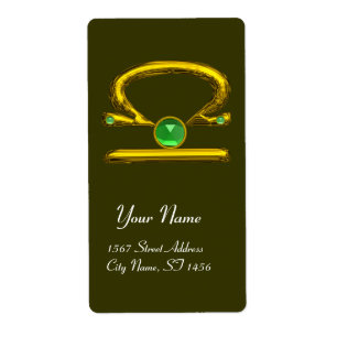 LIBRA ZODIAC BIRTHDAY Green Emerald Gold Etiket