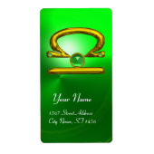 LIBRA ZODIAC BIRTHDAY Green Emerald Gold Etiket (Voorkant)