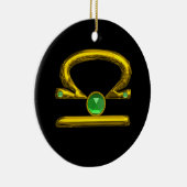 LIBRA ZODIAC BIRTHDAY JEWEL GREEN EMERALD Gold Keramisch Ornament (Rechts)