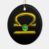 LIBRA ZODIAC BIRTHDAY JEWEL GREEN EMERALD Gold Keramisch Ornament (Links)
