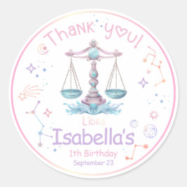Libra Zodiac Birthday Ronde Sticker