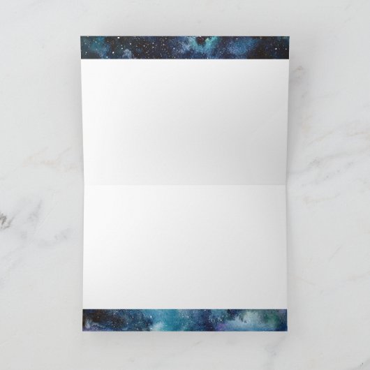 Libra Zodiac Blue Waterverf Galaxy Verjaardag Kaart (Binnen)