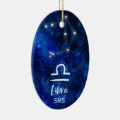 Libra Zodiac Constellation Blue Galaxy Monogram Keramisch Ornament (Rechts)