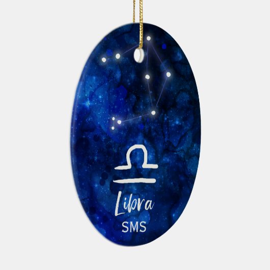 Libra Zodiac Constellation Blue Galaxy Monogram Keramisch Ornament (Rechts)