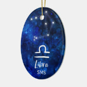 Libra Zodiac Constellation Blue Galaxy Monogram Keramisch Ornament (Links)