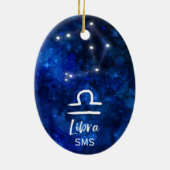Libra Zodiac Constellation Blue Galaxy Monogram Keramisch Ornament (Achterkant)