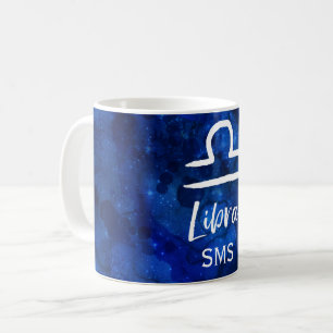 Libra Zodiac Constellation Blue Galaxy Monogram Koffiemok