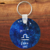 Libra Zodiac Constellation Blue Galaxy Monogram Sleutelhanger (Voorkant)