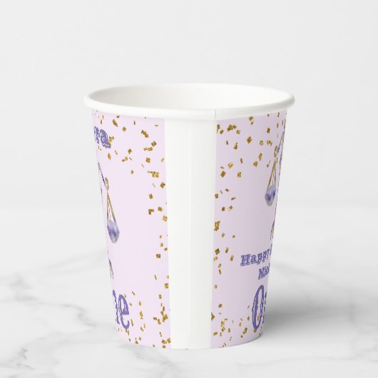 Libra Zodiac eerste verjaardag en gouden Confetti Papieren Bekers (Rechts)