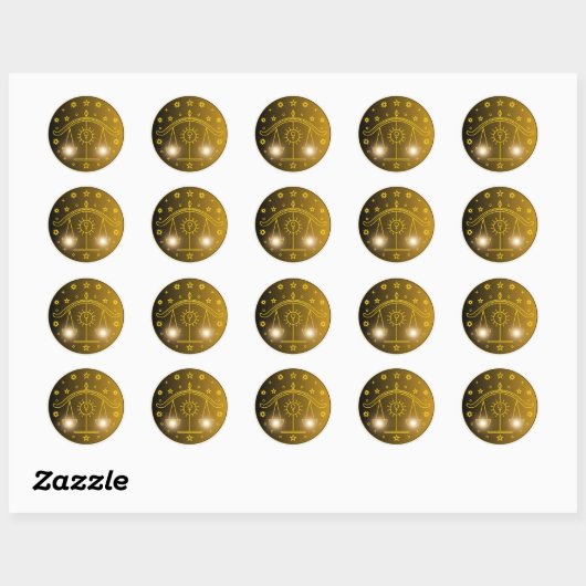 Libra Zodiac Emblem | Minimal Celestial Symbol Ronde Sticker (Vel)