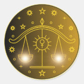 Libra Zodiac Emblem | Minimal Celestial Symbol Ronde Sticker (Voorkant)