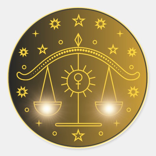 Libra Zodiac Emblem | Minimal Celestial Symbol Ronde Sticker (Voorkant)