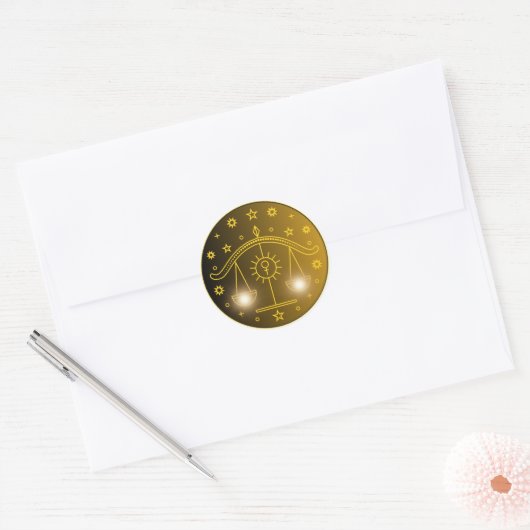 Libra Zodiac Emblem | Minimal Celestial Symbol Ronde Sticker (Envelop)