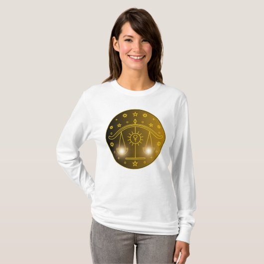 Libra Zodiac Emblem | Minimal Celestial Symbol T-shirt (Voorkant volledig)