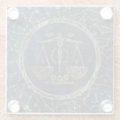 Libra Zodiac Gold Abalone op constellatie Glazen Onderzetter (Achterkant)