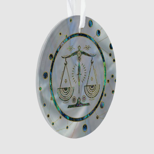 Libra Zodiac Gold Abalone op constellatie Ornament (voorkant)