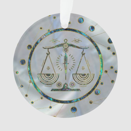 Libra Zodiac Gold Abalone op constellatie Ornament (voorkant)
