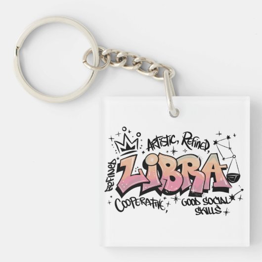 Libra Zodiac Graffiti  Sleutelhanger (voorkant)