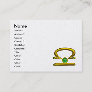 LIBRA ZODIAC JEWEL Gold Green Emerald Pearl Visitekaartje
