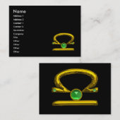 LIBRA ZODIAC JEWEL Green Emerald & Gold Black Visitekaartje (Voorkant / Achterkant)