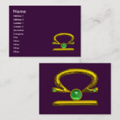 LIBRA ZODIAC JEWEL Green Emerald & Gold Paars Visitekaartje (Voorkant / Achterkant)