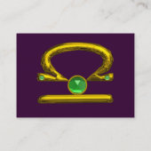LIBRA ZODIAC JEWEL Green Emerald & Gold Paars Visitekaartje (Achterkant)