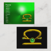LIBRA ZODIAC JEWEL Green Emerald & Gold Visitekaartje (Voorkant / Achterkant)