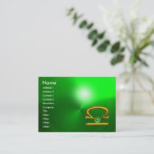 LIBRA ZODIAC JEWEL Green Emerald & Gold Visitekaartje (Staand voorkant)