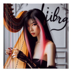 Libra Zodiac Musician Harp Perfect Poster
