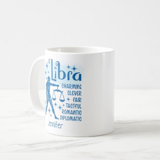 Libra Zodiac Personalized Traits Horoscope Koffiemok (Voorkant links)